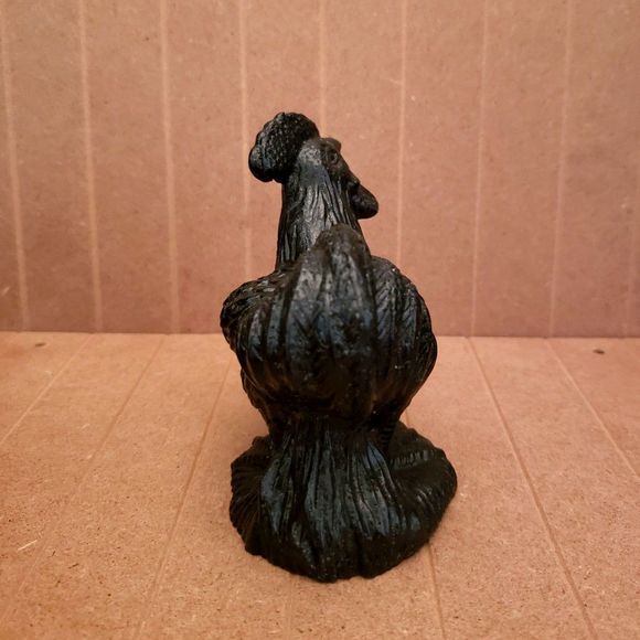 Black Coal Rooster Figurine Chicken Decor Farmhouse Vintage - Picture 5 of 14
